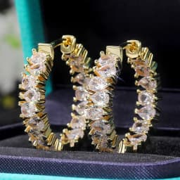 Huitan High-quality Silver Color/Gold Color Earrings Women Wedding Party Hoop Earring Versatile Luxury Cubic Zirconia Jewelry