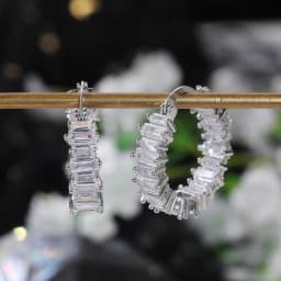 Huitan High-quality Silver Color/Gold Color Earrings Women Wedding Party Hoop Earring Versatile Luxury Cubic Zirconia Jewelry