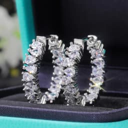 Huitan High-quality Silver Color/Gold Color Earrings Women Wedding Party Hoop Earring Versatile Luxury Cubic Zirconia Jewelry