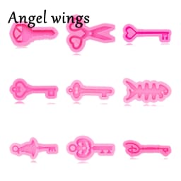 DY00478 Shiny Keys Silicone Molds, Scissors Fish Bones Mould Epoxy Resin Jewellery Making. Frame Triple Moon Chocolate Mold