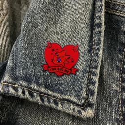 You Bug Me - Flick Hard Enamel Pin Red Demon Heart Brooch Animal Crossing New Horizon Funny Video Game Character Badge