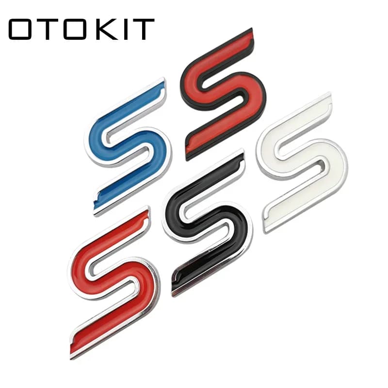 3D Metal S Front Grille Chrome Emblem Badge Car Stickers Decals for Ford Focus Fiesta Ecosport Kuga Mondeo Everest Car Styling