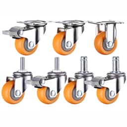 1pc 1/1.25/1.5/2 Inch Furniture Casters Wheels Orange Swivel Castor Trolley Rubber MPA Castors