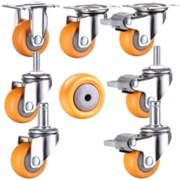 1pc 1/1.25/1.5/2 Inch Furniture Casters Wheels Orange Swivel Castor Trolley Rubber MPA Castors