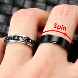 Fidget Spinner Anxiety Rings For Women Men Spinning Rotate Antistress Printing Stainless Steel Ring Accessories Trendy Jewelry