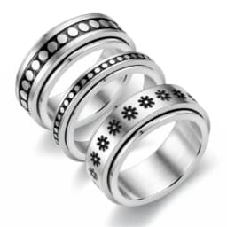 Fidget Spinner Anxiety Rings For Women Men Spinning Rotate Antistress Printing Stainless Steel Ring Accessories Trendy Jewelry