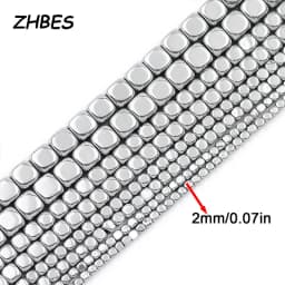 2/3/4/6MM Silver Color Square Cube Natural Stone Hematite Spacer Loose Beads For DIY Jewelry Making Bracelet Necklace Findings