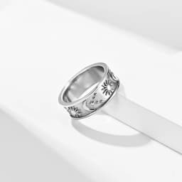 Men Rings Star Moon Sun Design Stainless Steel Rose Gold Silver Color wholesale Large US size 6 7 8 9 10 11 12 13