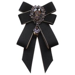 Retro Handmade Ribbon Bow Tie Brooch Rhinestones Crystal Necktie Men's Suit Shirt Collar Pin Luxulry Webbing Jewelry Accessories