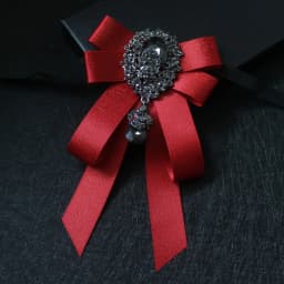 Retro Handmade Ribbon Bow Tie Brooch Rhinestones Crystal Necktie Men's Suit Shirt Collar Pin Luxulry Webbing Jewelry Accessories