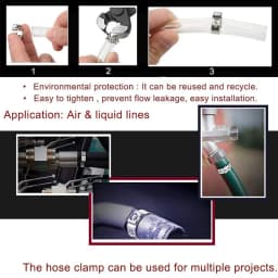 25pcs Hose Clamps Single Ear Stepless 5.8-23.5mm 304 Stainless Steel Hose Clamps Cinch Clamp Rings for Sealing Kinds of Hose