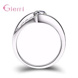 100% Real 925 Sterling Silver Finger Ring Stackable Cubic Zirconia Party Ring For Women Girl Engagement Wedding Jewelry Gift