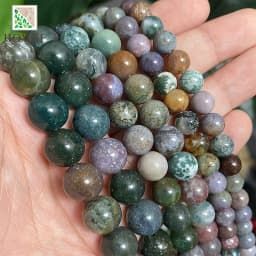 4/6/8/10/12/14mm Natural Stone Beads Green Indian Agates Round Loose Beads 15" Inch for Diy Jewelry Making Bracelet Accessories