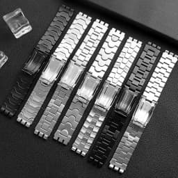 Fine steel watchband double convex mouth for Swatch watch YCS Yas YGS iron men's and women's steel watch strap 19 mm wristband