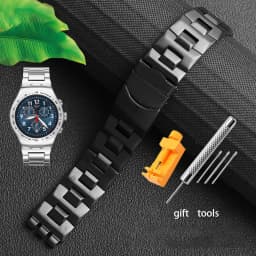 Fine steel watchband double convex mouth for Swatch watch YCS Yas YGS iron men's and women's steel watch strap 19 mm wristband