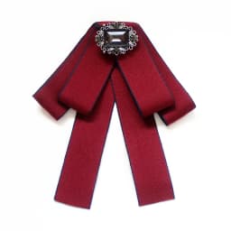 Korean Ribbon Pearl Bow Tie Brooches for Women Crystal Rhinestone Necktie Pins Men's Suit Shirt Collor Clothing Accessories