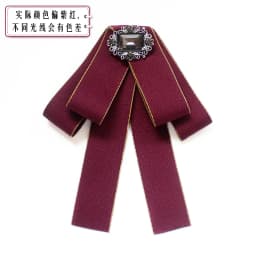 Korean Ribbon Pearl Bow Tie Brooches for Women Crystal Rhinestone Necktie Pins Men's Suit Shirt Collor Clothing Accessories