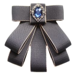 Korean Ribbon Pearl Bow Tie Brooches for Women Crystal Rhinestone Necktie Pins Men's Suit Shirt Collor Clothing Accessories