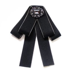 Korean Ribbon Pearl Bow Tie Brooches for Women Crystal Rhinestone Necktie Pins Men's Suit Shirt Collor Clothing Accessories