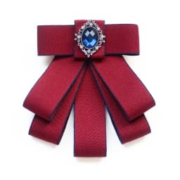 Korean Ribbon Pearl Bow Tie Brooches for Women Crystal Rhinestone Necktie Pins Men's Suit Shirt Collor Clothing Accessories