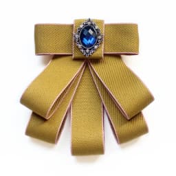 Korean Ribbon Pearl Bow Tie Brooches for Women Crystal Rhinestone Necktie Pins Men's Suit Shirt Collor Clothing Accessories
