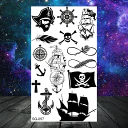 Anchor Pirate Skull Temporary Tattoos For Women Adult Men Kids Boy Astronaut Ship Seahorse Fake Tattoo Neck Arm Hand Small Tatoo