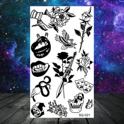 Anchor Pirate Skull Temporary Tattoos For Women Adult Men Kids Boy Astronaut Ship Seahorse Fake Tattoo Neck Arm Hand Small Tatoo