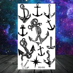 Anchor Pirate Skull Temporary Tattoos For Women Adult Men Kids Boy Astronaut Ship Seahorse Fake Tattoo Neck Arm Hand Small Tatoo