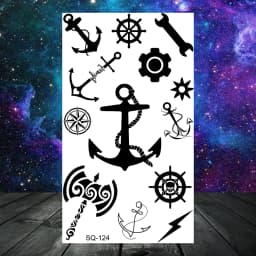 Anchor Pirate Skull Temporary Tattoos For Women Adult Men Kids Boy Astronaut Ship Seahorse Fake Tattoo Neck Arm Hand Small Tatoo