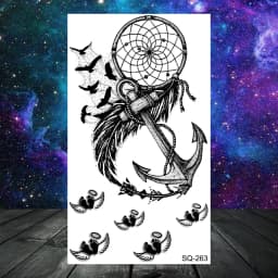Anchor Pirate Skull Temporary Tattoos For Women Adult Men Kids Boy Astronaut Ship Seahorse Fake Tattoo Neck Arm Hand Small Tatoo
