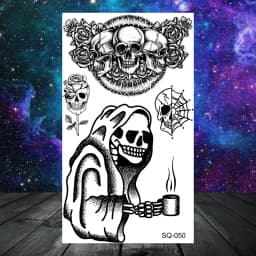 Anchor Pirate Skull Temporary Tattoos For Women Adult Men Kids Boy Astronaut Ship Seahorse Fake Tattoo Neck Arm Hand Small Tatoo