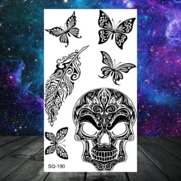 Anchor Pirate Skull Temporary Tattoos For Women Adult Men Kids Boy Astronaut Ship Seahorse Fake Tattoo Neck Arm Hand Small Tatoo