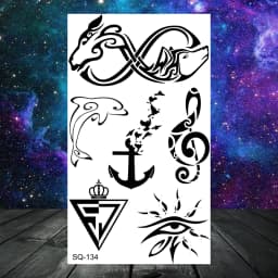 Anchor Pirate Skull Temporary Tattoos For Women Adult Men Kids Boy Astronaut Ship Seahorse Fake Tattoo Neck Arm Hand Small Tatoo