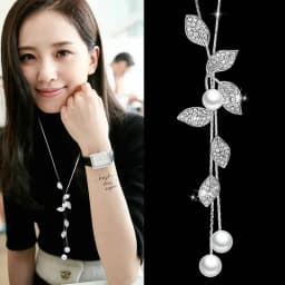 Crystal Moon Flower Long Necklaces for Women Jewelry 2026 Fashion Tassel Silver Color Necklaces & Pendants Sweater Chain Collier