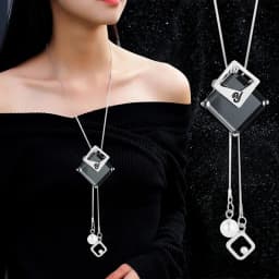 Crystal Moon Flower Long Necklaces for Women Jewelry 2026 Fashion Tassel Silver Color Necklaces & Pendants Sweater Chain Collier
