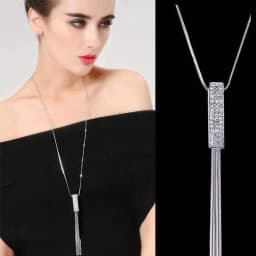 Crystal Moon Flower Long Necklaces for Women Jewelry 2026 Fashion Tassel Silver Color Necklaces & Pendants Sweater Chain Collier