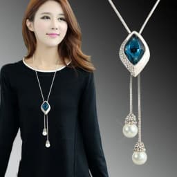 Crystal Moon Flower Long Necklaces for Women Jewelry 2026 Fashion Tassel Silver Color Necklaces & Pendants Sweater Chain Collier