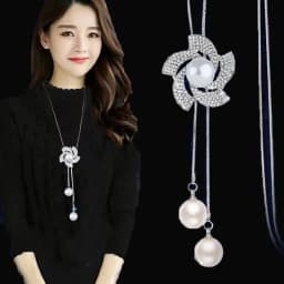 Crystal Moon Flower Long Necklaces for Women Jewelry 2026 Fashion Tassel Silver Color Necklaces & Pendants Sweater Chain Collier