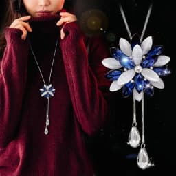 Crystal Moon Flower Long Necklaces for Women Jewelry 2026 Fashion Tassel Silver Color Necklaces & Pendants Sweater Chain Collier