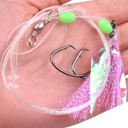 5packs Fishing Bait Rig Saltwater Flounder Rigs with Mono Leader for Flounder Sea Bass Halibut Black Pompano Bottom Fishing Rigs