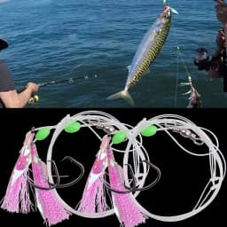 5packs Fishing Bait Rig Saltwater Flounder Rigs with Mono Leader for Flounder Sea Bass Halibut Black Pompano Bottom Fishing Rigs