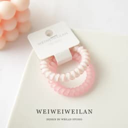 2 piece cards of super sweet candy color transparent frosted phone line hair ring simple and seamless bracelet hair accessory