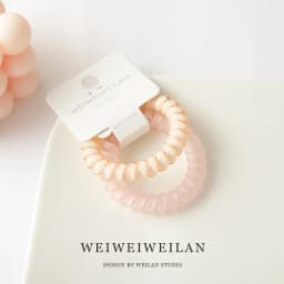 2 piece cards of super sweet candy color transparent frosted phone line hair ring simple and seamless bracelet hair accessory