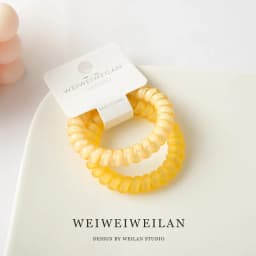 2 piece cards of super sweet candy color transparent frosted phone line hair ring simple and seamless bracelet hair accessory