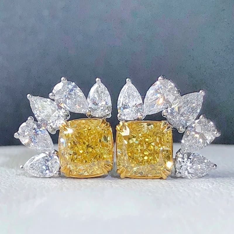 CAOSHI Dainty Female Stud Earrings with Shiny Yellow Crystal CZ Temperament Women Accessories for Party Luxury Lady Jewelry Gift