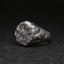 Dropshipping Stainless Steel Viking Compass Runic Statement Rings Men Vintage Color Nordic Viking Totem Odin Men Rings Jewelry
