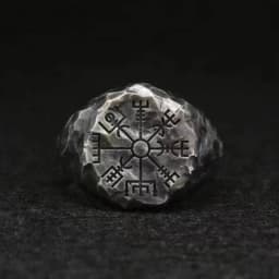 Dropshipping Stainless Steel Viking Compass Runic Statement Rings Men Vintage Color Nordic Viking Totem Odin Men Rings Jewelry