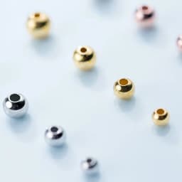 Small Hole Genuine Real Pure Solid 925 Sterling Silver Beads Rose Gold Round Smooth Loose Space Bead DIY Jewelry Findings