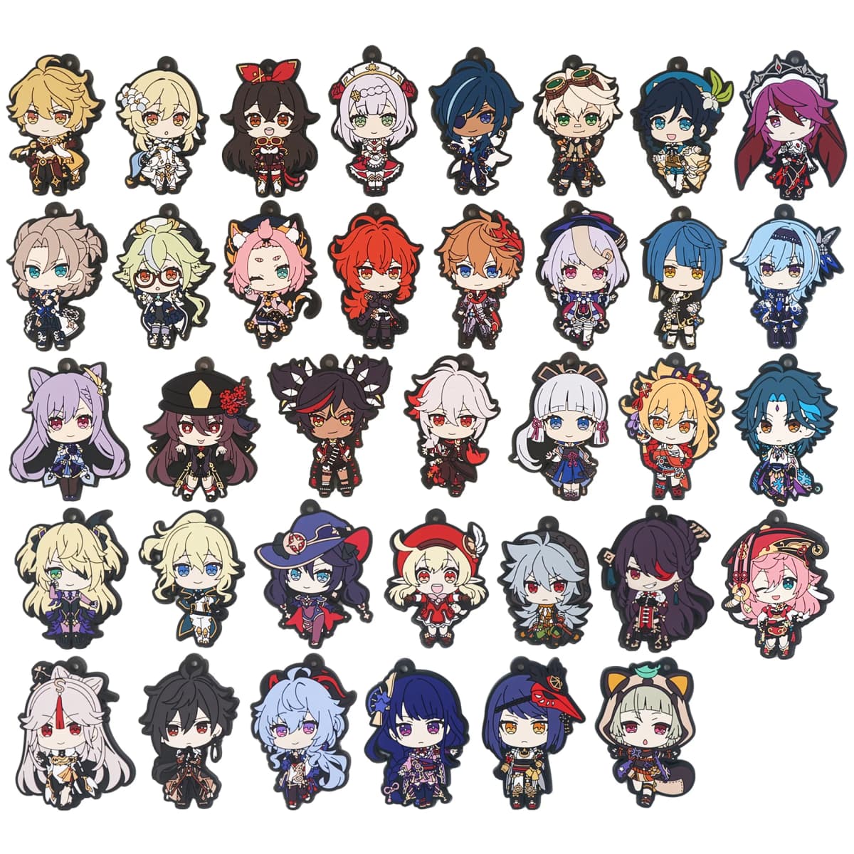 Genshin Impact Game Kaeya Kazuha Diluc Ganyu Ayaka Tartaglia Venti Hu Tao Albedo Bennett Raiden Shogun PVC Strap Keychain