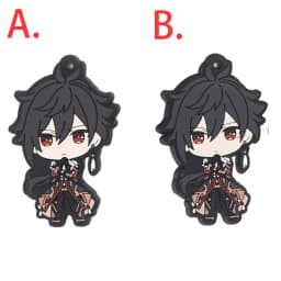 Genshin Impact Game Kaeya Kazuha Diluc Ganyu Ayaka Tartaglia Venti Hu Tao Albedo Bennett Raiden Shogun PVC Strap Keychain